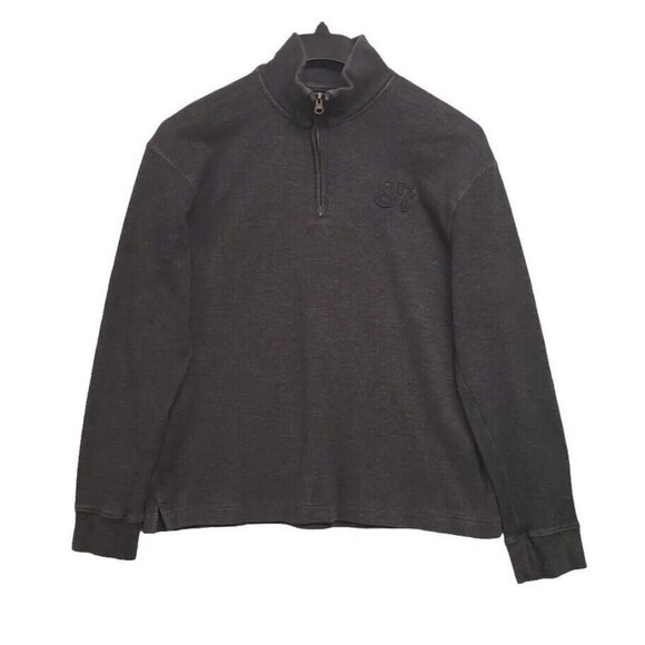 Aeropostale Sweater Mens Large Charcoal Gray Quarter Zip Mock Neck - Picture 1 of 6